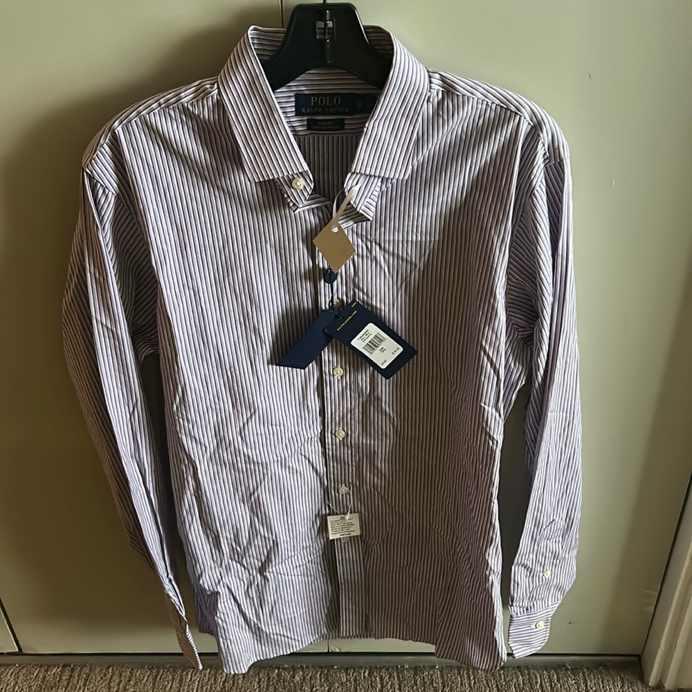 Polo Ralf Lauren: long sleeve button up: light purple 
New with Tag